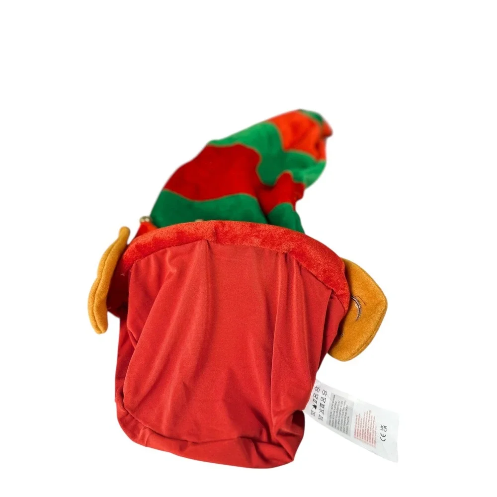 Giggling‎ Getup Elf Hat Red Green Striped Jingle Bells Adult Unisex Christmas